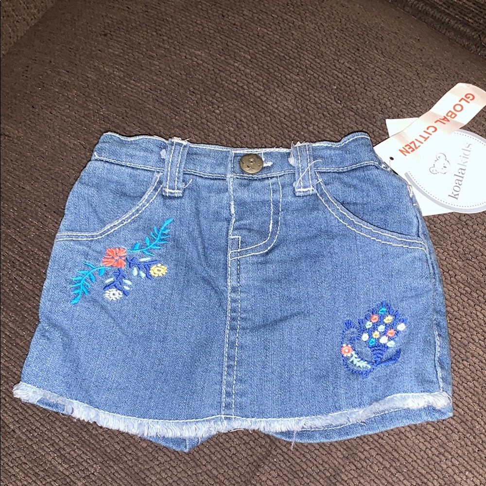 Embroidered Denim Skort